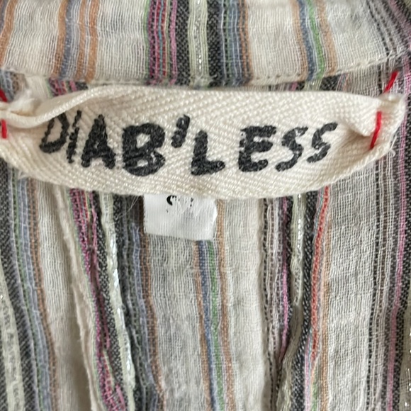 DIAB’LESS tunic - coverup w/ lurex & pale colored stripes. button front closures - Picture 2 of 11